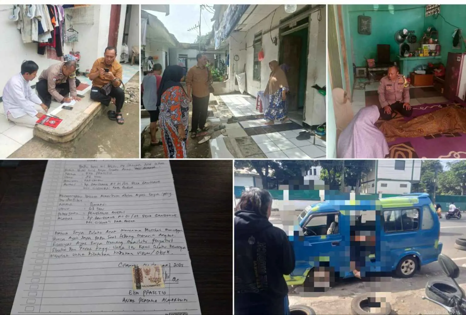 Polsek Cileungsi Bersama Team Inafis Cek Olah TKP Adanya Orang Meninggal Dunia Di Dalam Kendaraan Roda 4 Angkot